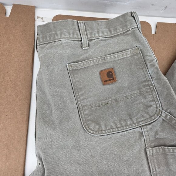 Carhart Carpenter Pants Mens Beige Straight 100% Cotton Heavy Denim B11  38 x 32 - Picture 4 of 8